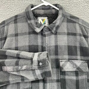VOYAGER Sherpa Lined Polar Fleece Shacket Plaid Men Medium Button Up